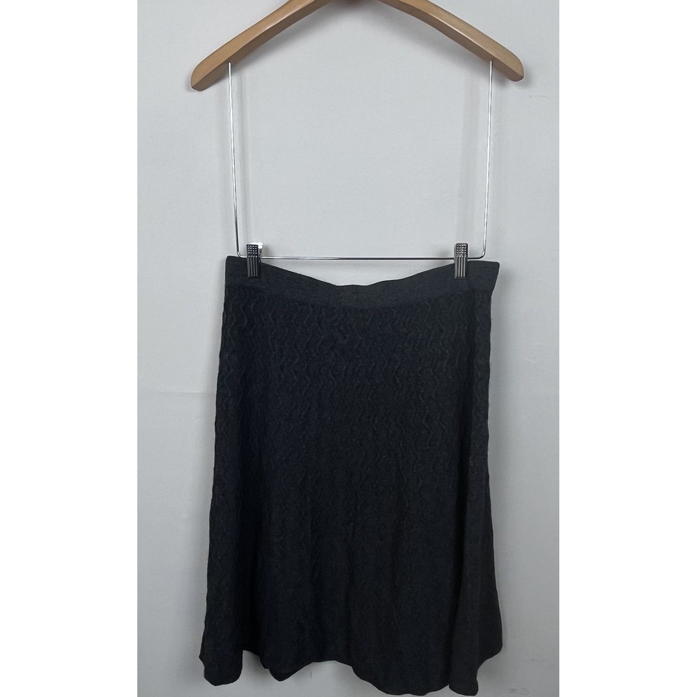 Pure Collection Charcoal Grey Cashmere Lambswool Knit A-Line Skirt Womens Medium